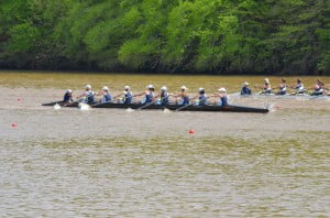 The Girl's Freshman 8 races at the Ted Phoenix state champion ship.  Photo Courtesy of Barney Cohen