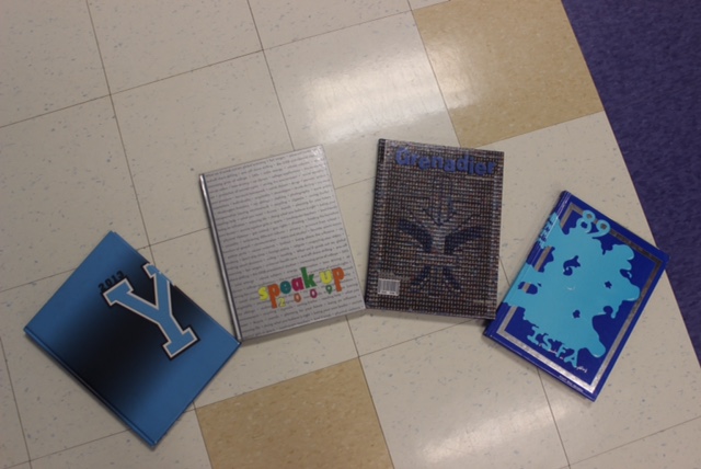 Past covers of the Yorktown yearbook