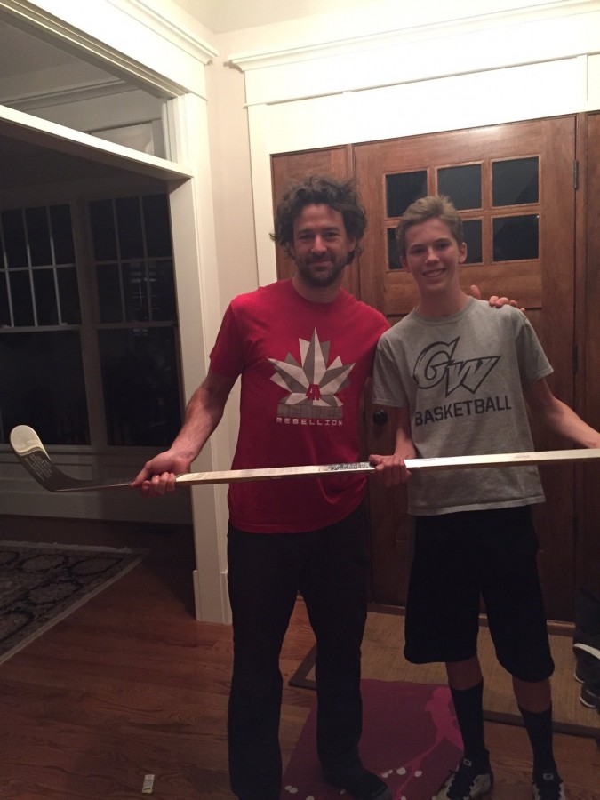 Sentry staff reporter Topher Wagner (right) and Washington Capitals right winger Justin Williams (left)