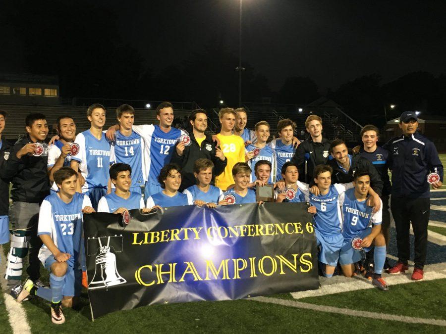 The varsity boys soccer team enjoyed a tremendous season, in which they won a conference championship and advanced to states