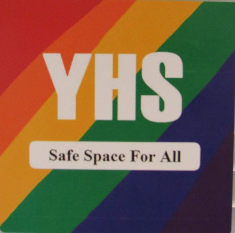 YHS Safe Space For All stickers can be seen around the school