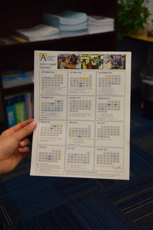 The school calendar shows all the holidays we have
