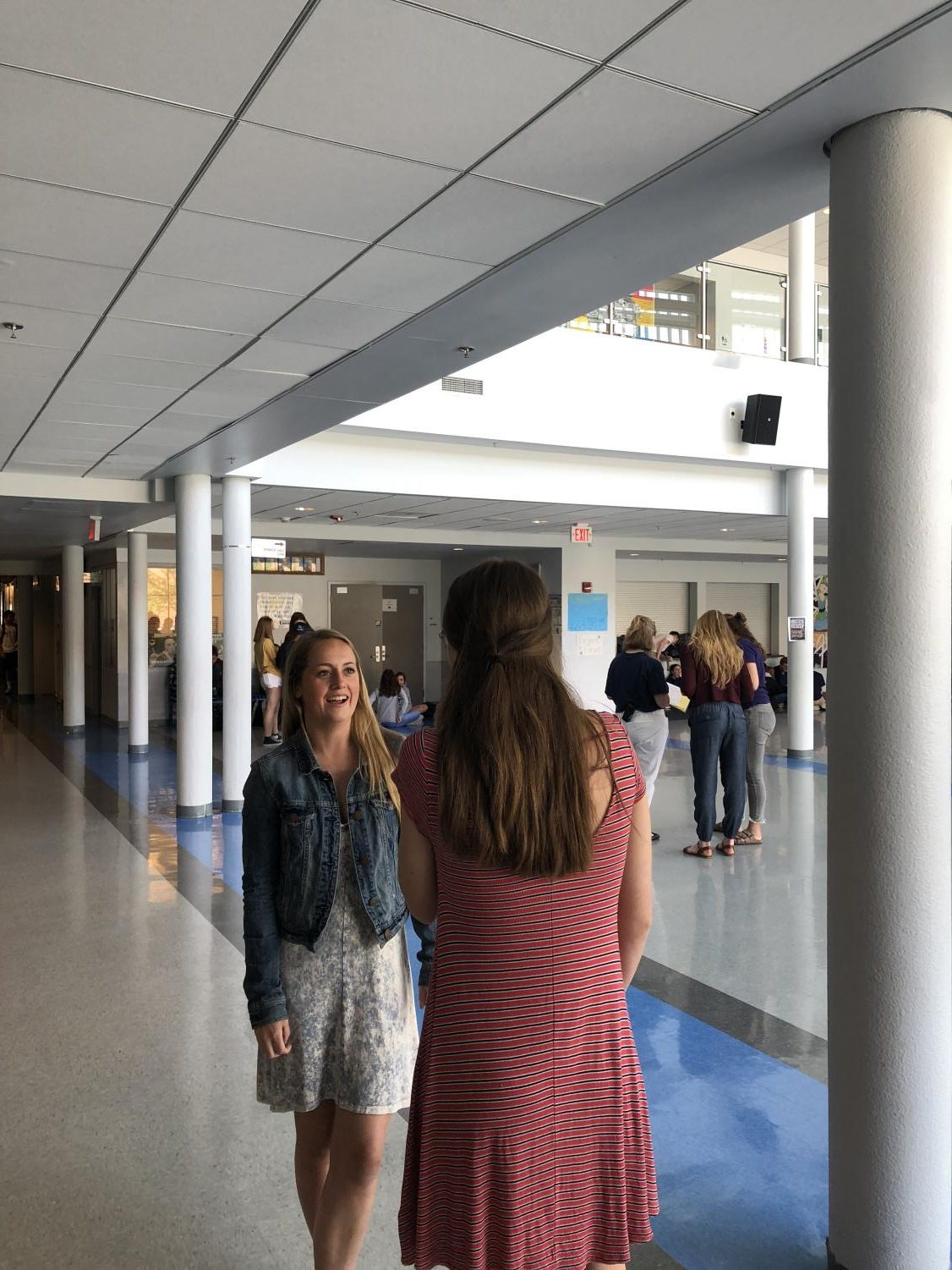 Some of the best conversations are those overheard by other people walking in the halls while you lap or walk to class. 