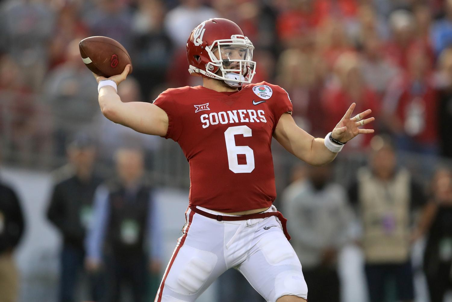 Baker Mayfield playing for the Oklahoma Sooners got drafted first overall to the Cleveland Browns