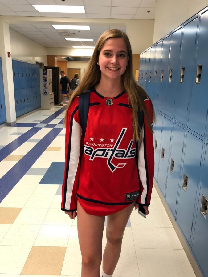 Junior, Alison Sawyer, sporting Capitals gear around school.