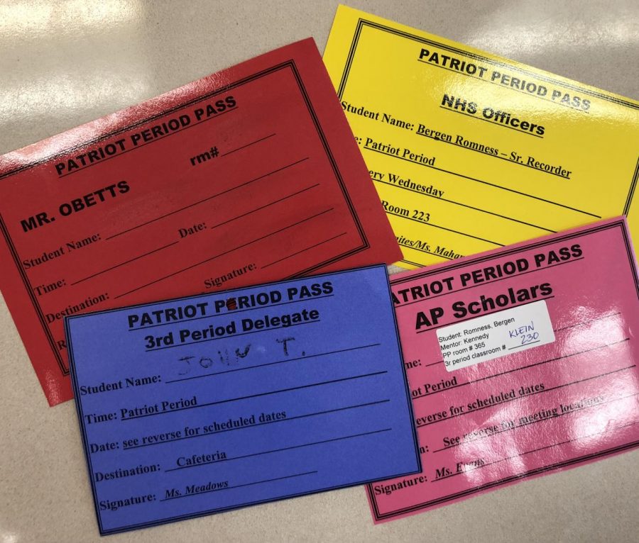 Patriot Period passes given to students.