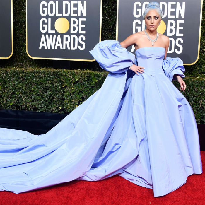 Lady Gaga on the red carpet at the Golden Globes
