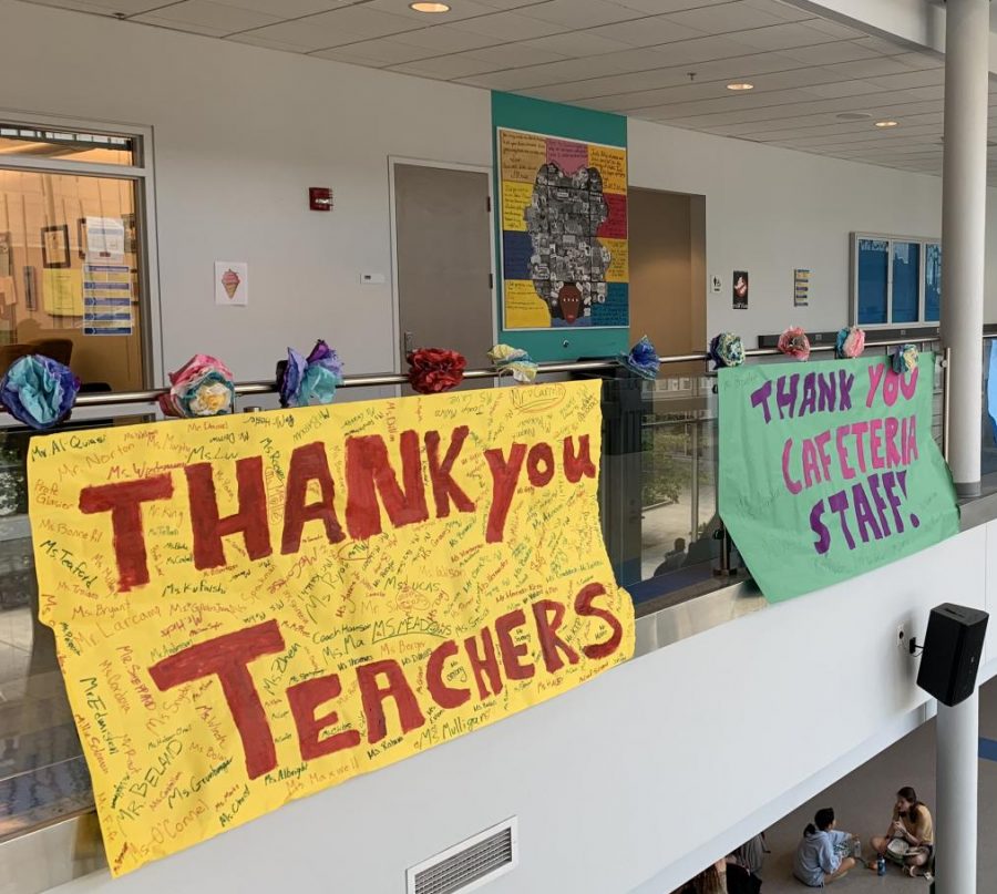 Students decorated the atrium to show appreciation towards staff members.