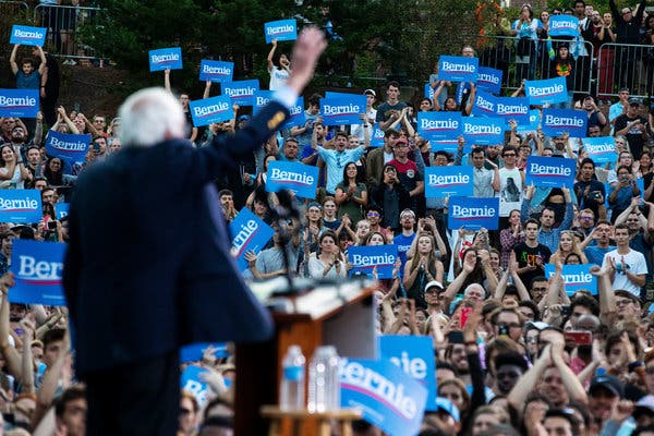 Senator Bernie Sanders, a democratic socialist, at a campaign rally at the University of North Carolina at Chapel Hill.
