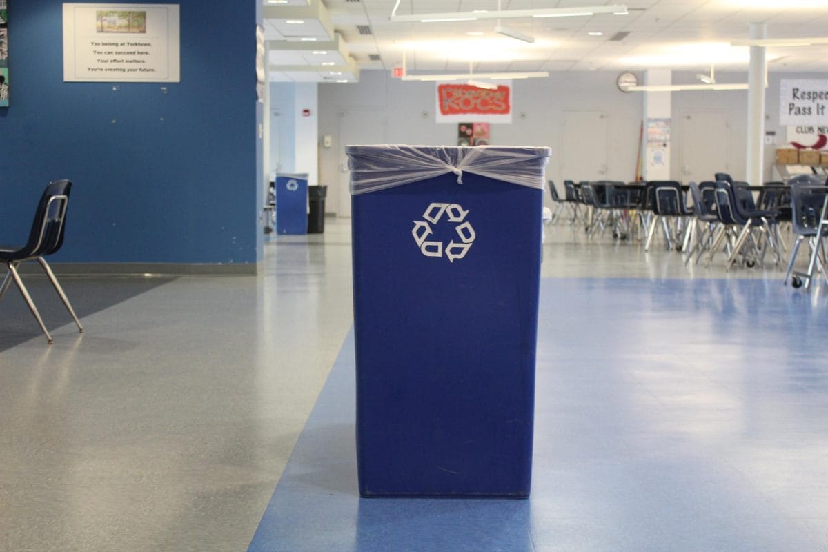 Recycling bin in our school's cafeteria.