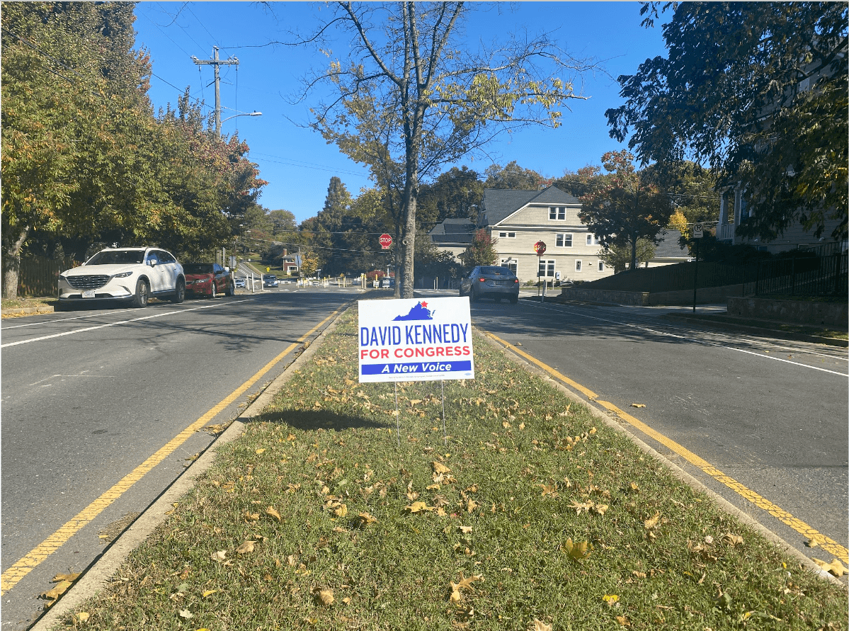 Political yard sign seen in a neighborhood close to our school.