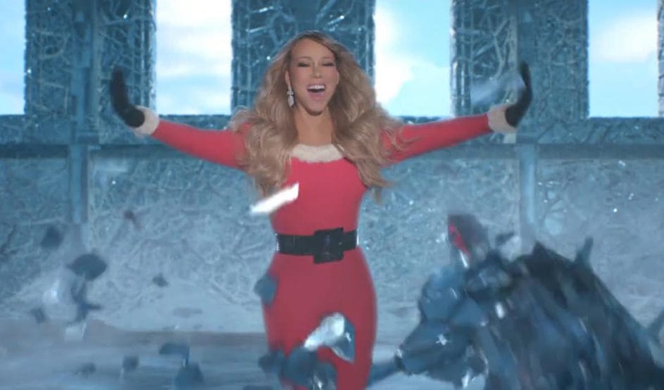 Mariah Carey iconically breaking through the ice singing "ITS TIME" on November 1st. 