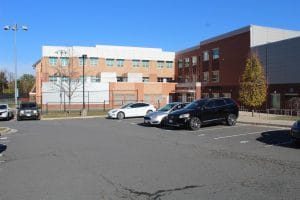 Primarily empty senior parking lot during Senior Skip Days.