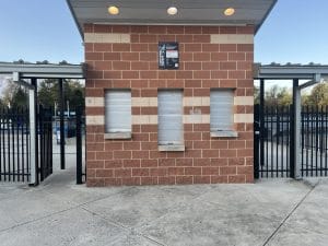 The ticket sales booth at Our Schools football stadium.