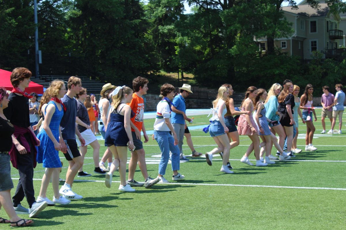 Line dancing on the field